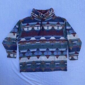 Vintage 90s Geometric Aztec Southwestern M Sweater Dark Tones Style Cozy Knit